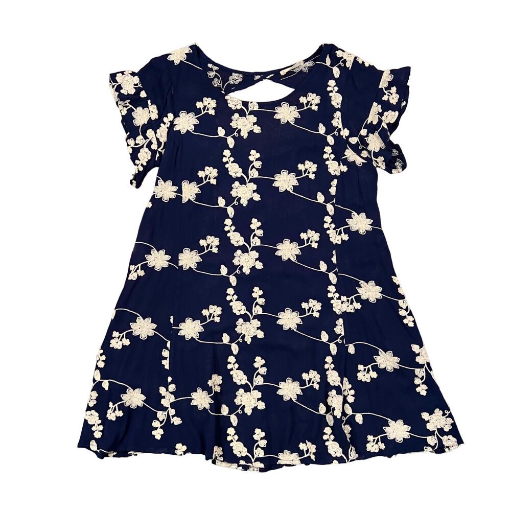 Altar'd State Navy W/Ivory Embroidered Boho Festival Dress - SIZE S
